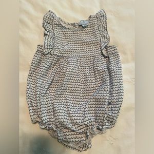 Petite Plume Girl's La Mer Bubble Ruffle Romper, Size 18-24 M